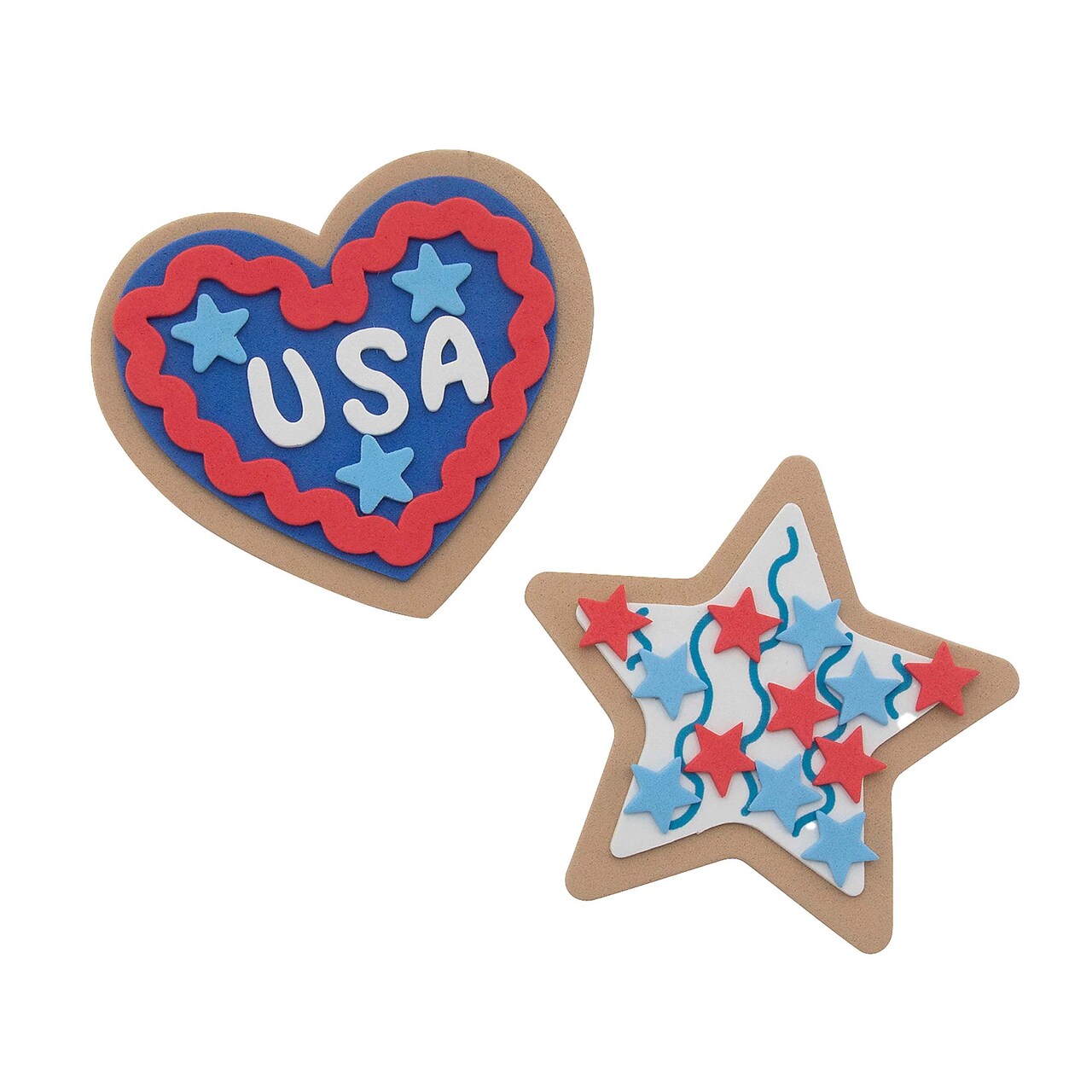 3 1/2" - 3 3/4" 4th of July Star and Heart Cookie Magnet Craft Kit Makes 12